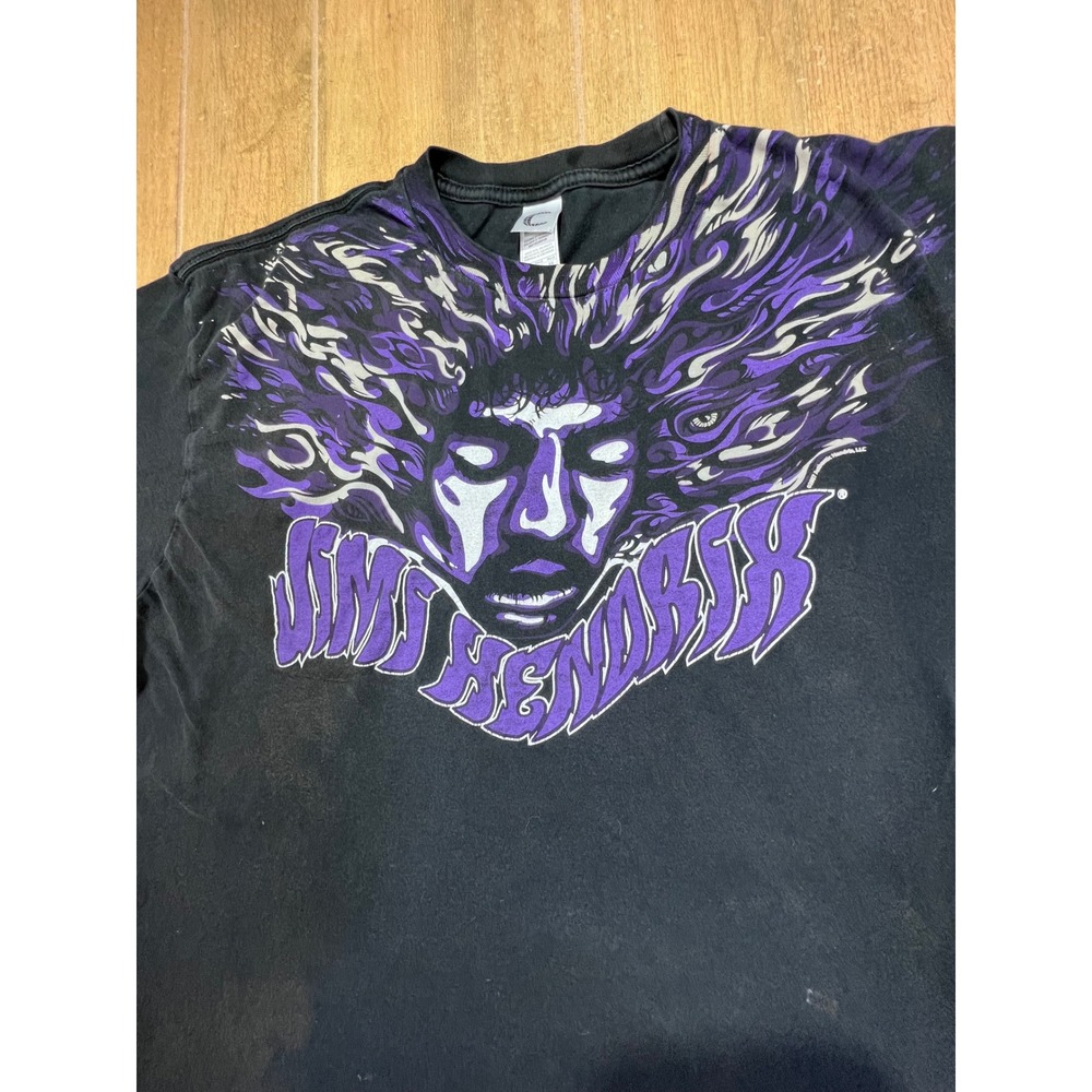 Jimi Hendrix Graphic T-Shirt Mens XL Black Purple Psychedelic Rock Band Tee